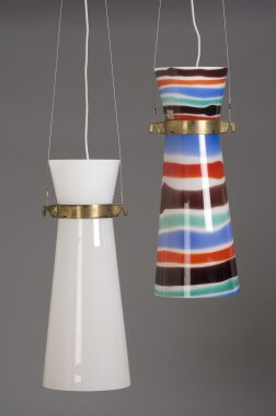 The Venini pendants from the New York Olivetti showroom designed by BBPR