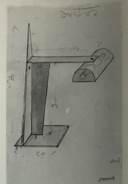 Sketch for a table lamp No. 576 designed by Alexander Rodchenko and Gino Sarfatti for Arteluce