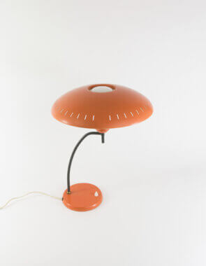 Orange Philips table lamp by Louis Kalff as seen from above