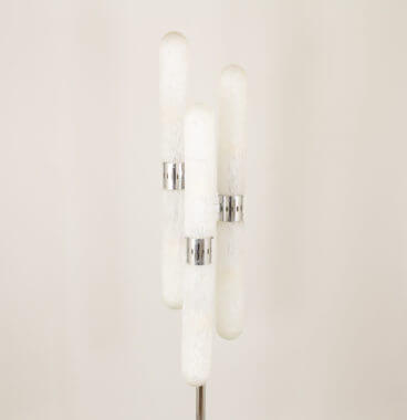 The glass tubes of a floor lamp by Carlo Nason for AV Mazzega