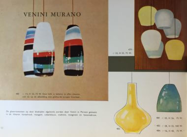Advertisment for pendants designed by Massimo Vignelli for Venini