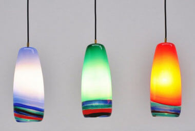 Three coloured Venini pendants by Massimo Vignelli