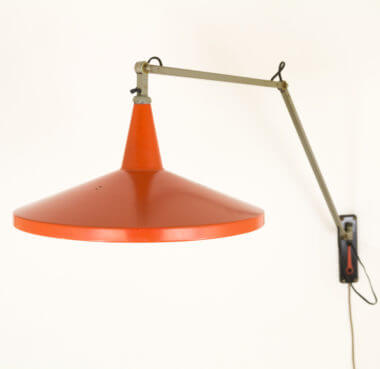 Red Panama hat lamp by Wim Rietveld for Gispen