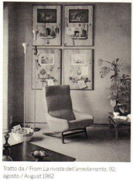 Interior from 1962 with model 1073, the floor lamp designed by Gino Sarfatti for Arteluce.