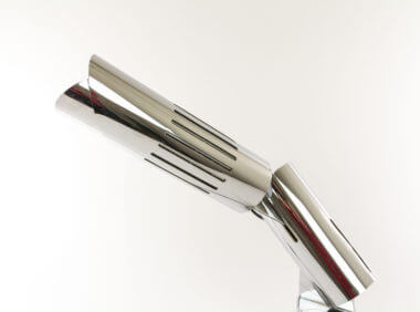 Two chrome parts of a Cobra Table Lamp by Gabriele D'Ali for Francesconi