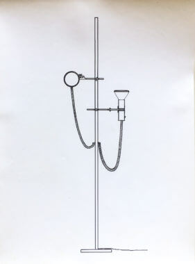 Drawing of a floor lamp by Fulvio Ferrari for Solka B