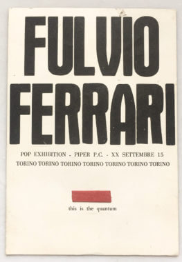 Announcement of exhibition by Fulvio Ferrari