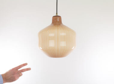 Hand blown pendant by Massimo Vignelli for Venini with an indication of the size