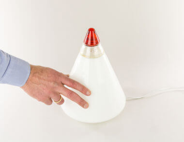 Cone shaped table lamp for Leucos with an indication of the size