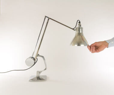 Art Deco desk lamp produced by Hadrill & Horstmann with an indication of the size