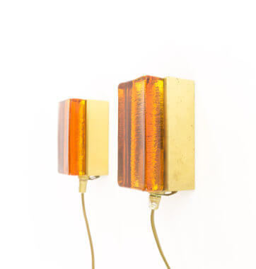 Two stunning Amber Atlantic glass wall lamps by Vitrika