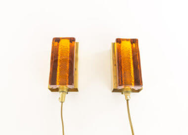 A set of Amber Atlantic glass wall lamps by Vitrika