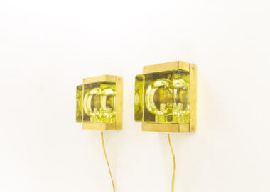Greenish Maritim wall lamps by Vitrika as seen from one side