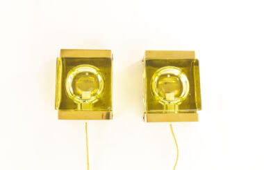 Greenish Maritim wall lamps by Vitrika as seen from the front