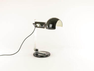 Black metal table or bedside lamp model Flash by Joe Colombo for Oluce