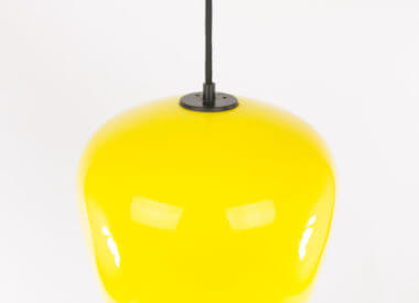 Yellow pendant by Alessandro Pianon for Vistosi with minor traces on the black metal