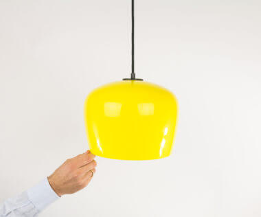 Yellow pendant by Alessandro Pianon for Vistosi with an indication of the size