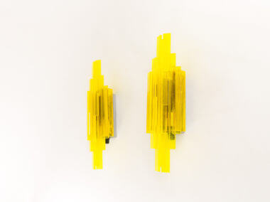 Pair of acrylic yellow wall lamps by Claus Bolby for Cebo