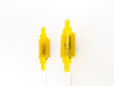 Pair of yellow wall lamps by Claus Bolby for Cebo