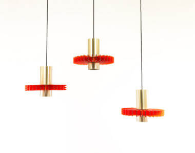 Set of three pendants by Claus Bolby for Cebo Industri in its full glory