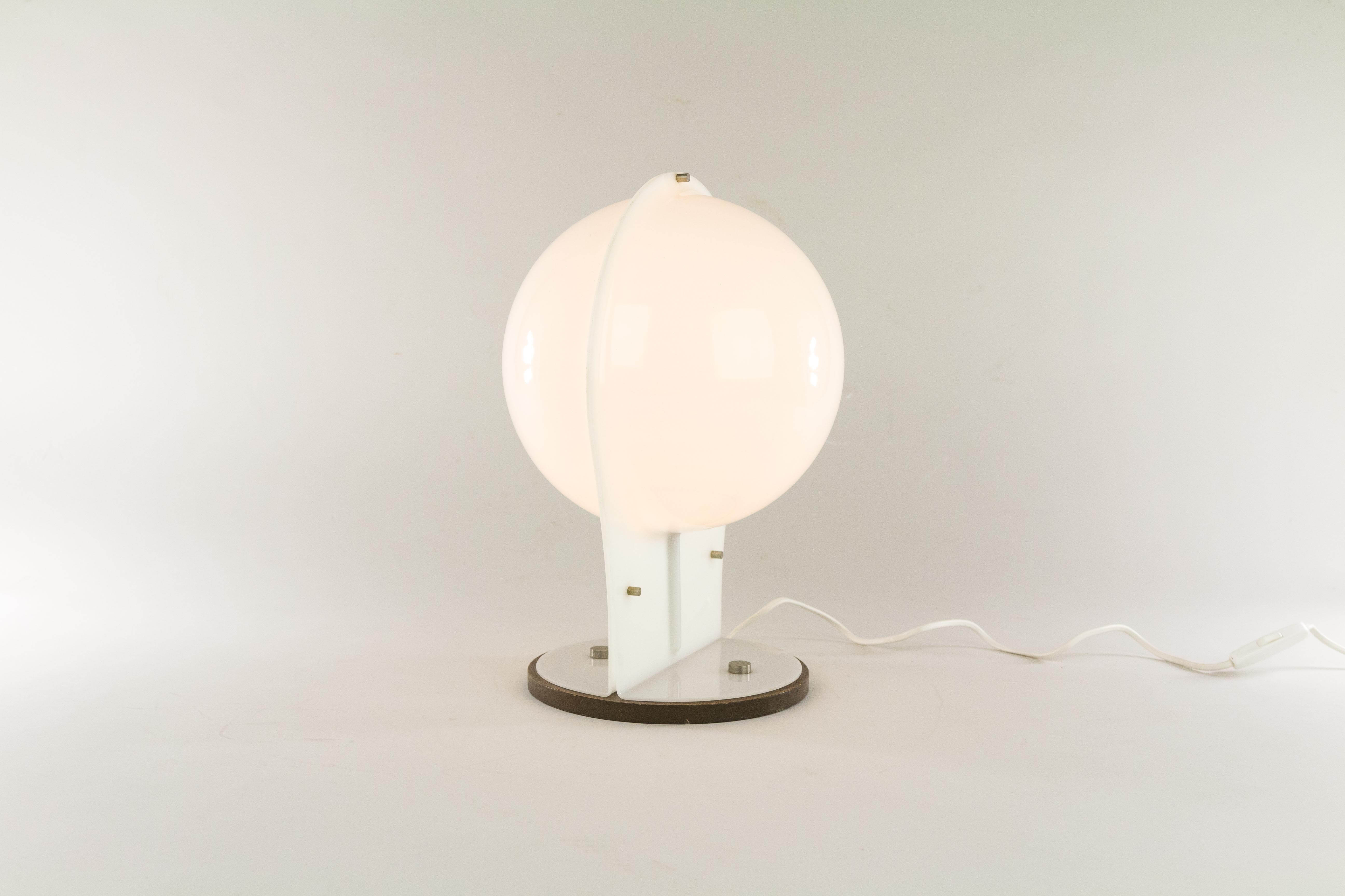 White Table Lamp Made Of Two Molded, Plastic Table Lamp