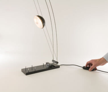 Arco-Nero table lamp by Axel Meise for AML Licht + Design with an indication of the size