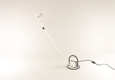 Halogen adjustable white table lamp with black details from Italy as seen from the other side