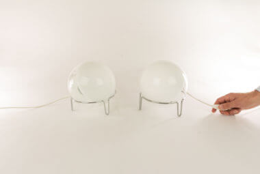 Sfera table lamps by Angelo Mangiarotti for Skipper with an indication of the size