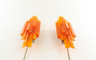 Orange wall lamps by Claus Bolby for Cebo industri as seen from below