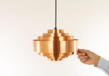 Copper ultra pendant by Jo Hammerborg for Fog & Mørup, with an indication of the size
