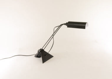 Adjustable black metal table lamp from Italy, as seen from the front side