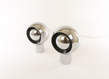 A pair of chrome Eclisse table lamps attributed to Reggiani
