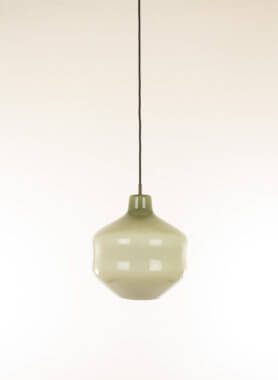 Grey hand-blown glass pendant by Massimo Vignelli for Venini in its full glory