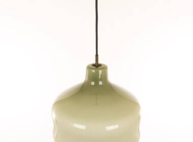 Grey hand-blown glass pendant by Massimo Vignelli for Venini as seen from above