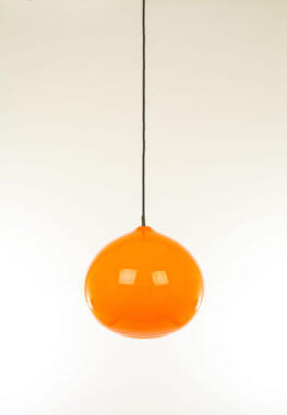 Orange Murano glass pendant by Alessandro Pianon for Vistosi