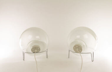 The back of two medium sized Globe table lamps by Angelo Mangiarotti for Skipper