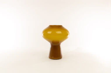 Hand-blown amber Fungo table lamp (medium) by Massimo Vignelli for Venini in its full glory