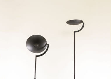 The reflectors of two Eco floor lamps by Marco Colombo and Mario Barbaglia for Italiana Luce