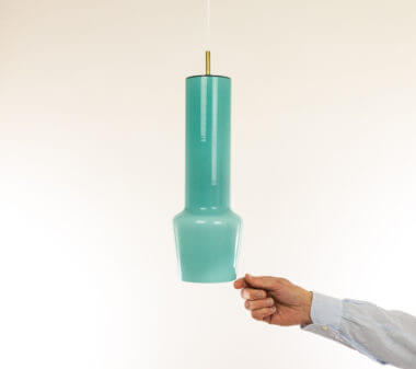 Turquoise pendant by Massimo Vignelli for Venini with an indication of the size