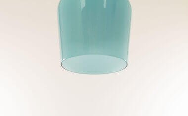 The open side of a turquoise pendant by Massimo Vignelli for Venini