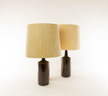 A pair of brown colored Palshus table lamps Model DL/30 by Per and Annelise Linnemann-Schmidt, in their full glory