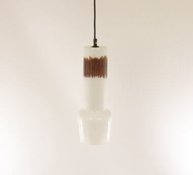 White and Red glass pendant by Massimo Vignelli for Venini with a nice playful green detail