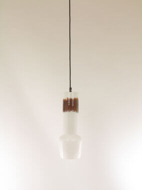 White and Red glass pendant by Massimo Vignelli for Venini in its full glory