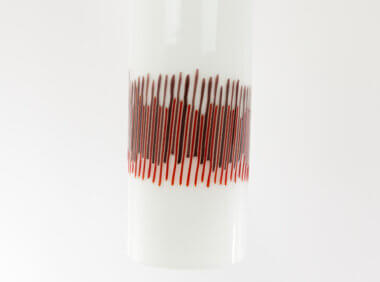 The stripes on one of the two White and Red glass pendants by Massimo Vignelli for Venini