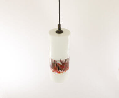 One of the two White and Red glass pendants by Massimo Vignelli for Venini as seen from above