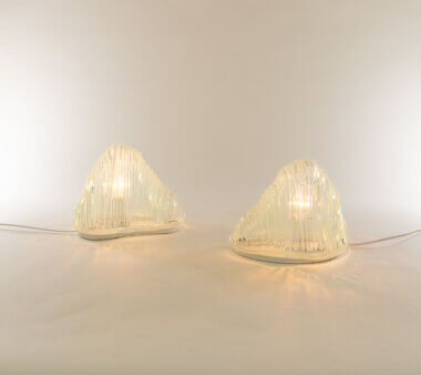 Iceberg table lamps by Carlo Nason for A.V. Mazzega, switched on