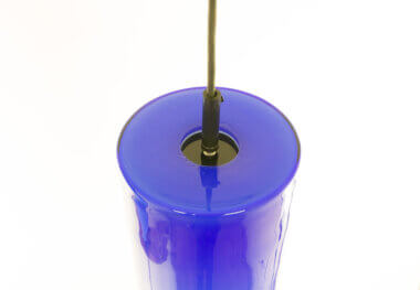 The top part of a Cobalt Blue cylinder shaped pendant by Venini