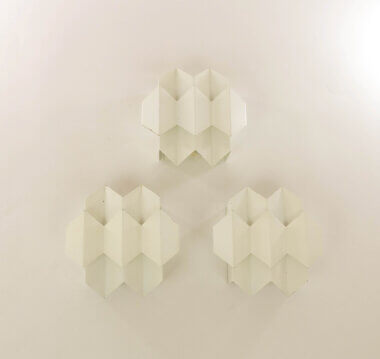 Set of three white Septet wall lamps by Bent Karlby for Lyfa