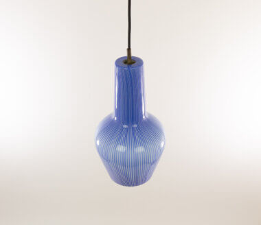 Blue white striped pendant by Massimo Vignelli for Venini as seen from above