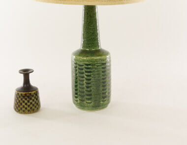 The structure of a Moss green DL/21 table lamps by Linnemann-Schmidt for Palshus with a small vase